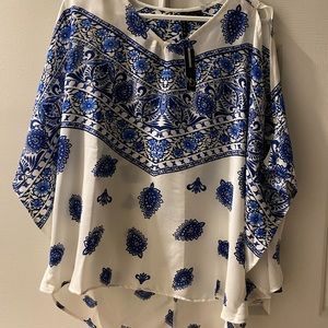 Cold shoulder printed blouse